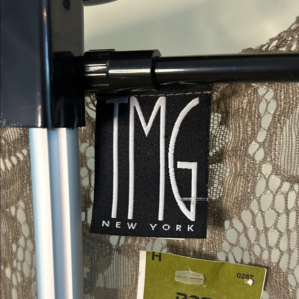 Elegant Lace Open-Front Cardigan - Tan - Picture 2 of 8